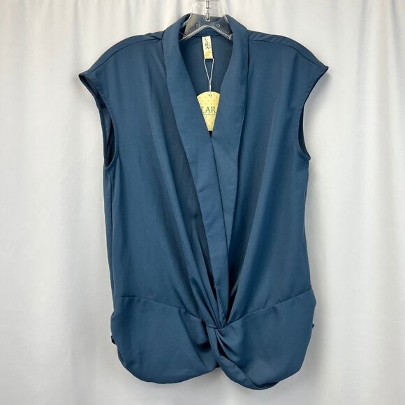 Lara Fashion Womens Dusty Navy V-Neck Sleeveless Pullover Top Size Small New - Picture 1 of 10